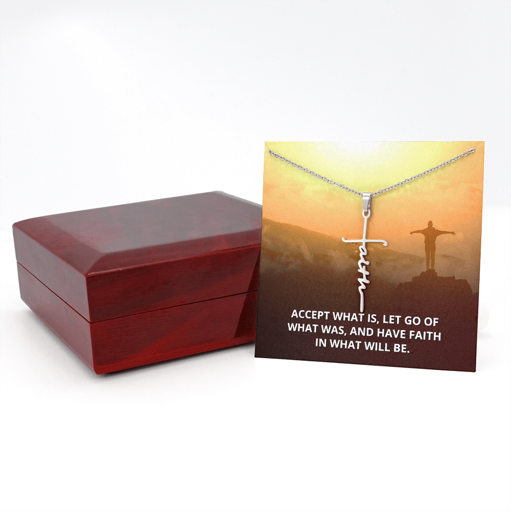 Let Go of What Was Isaiah 43:18-19 Faith Cross Necklace w Inspirational Bible Message Card-Express Your Love Gifts