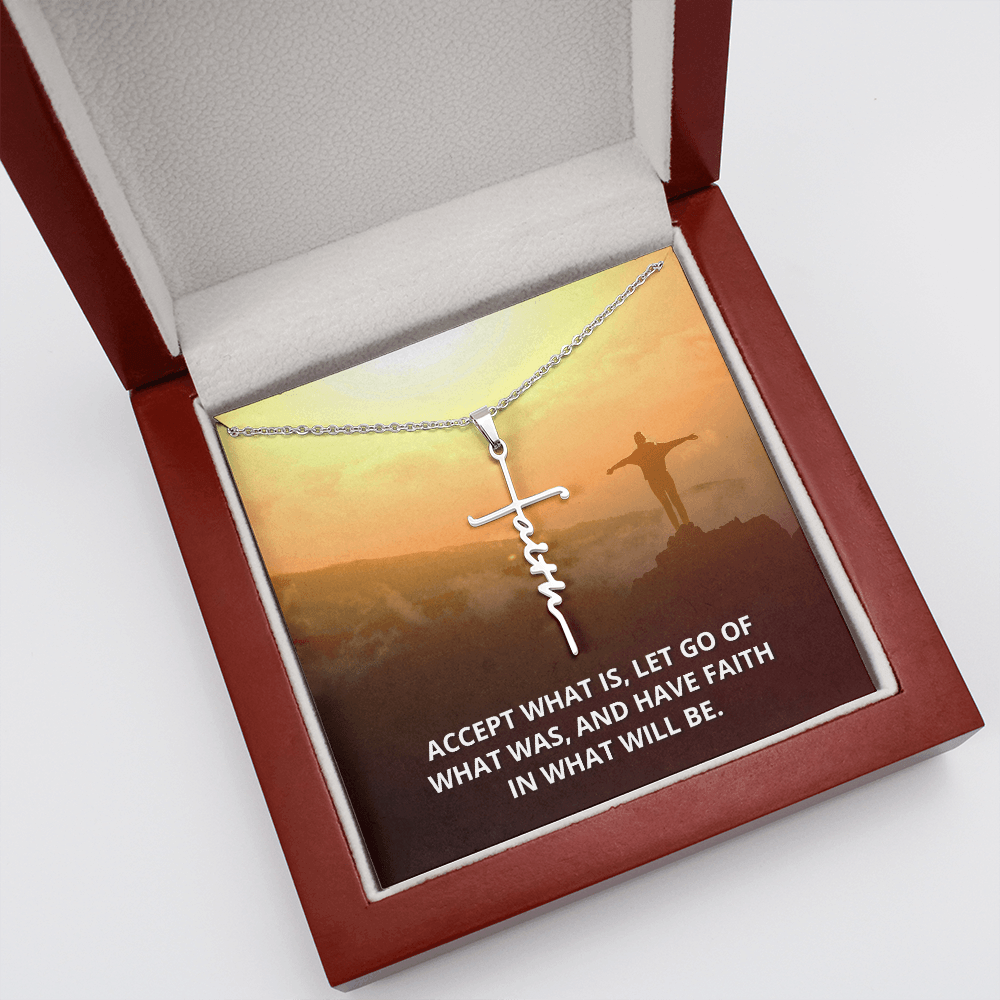 Let Go of What Was Isaiah 43:18-19 Faith Cross Necklace w Inspirational Bible Message Card-Express Your Love Gifts