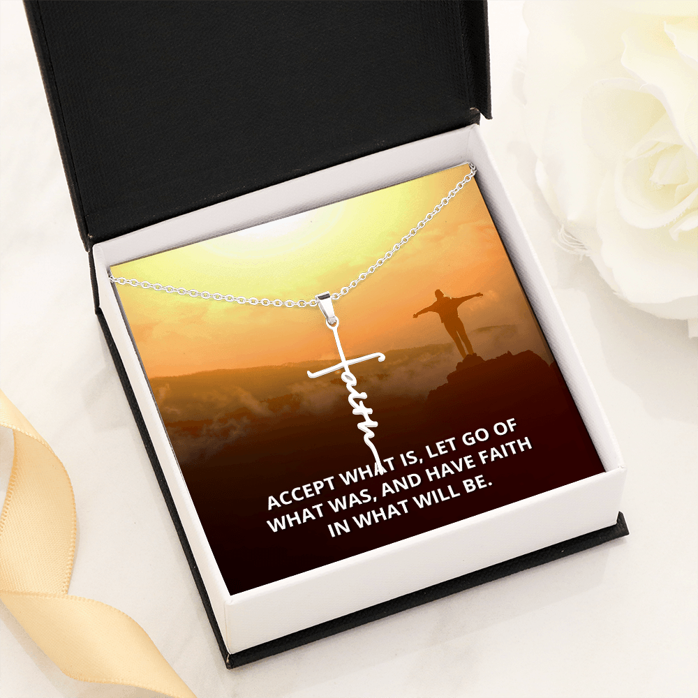 Let Go of What Was Isaiah 43:18-19 Faith Cross Necklace w Inspirational Bible Message Card-Express Your Love Gifts