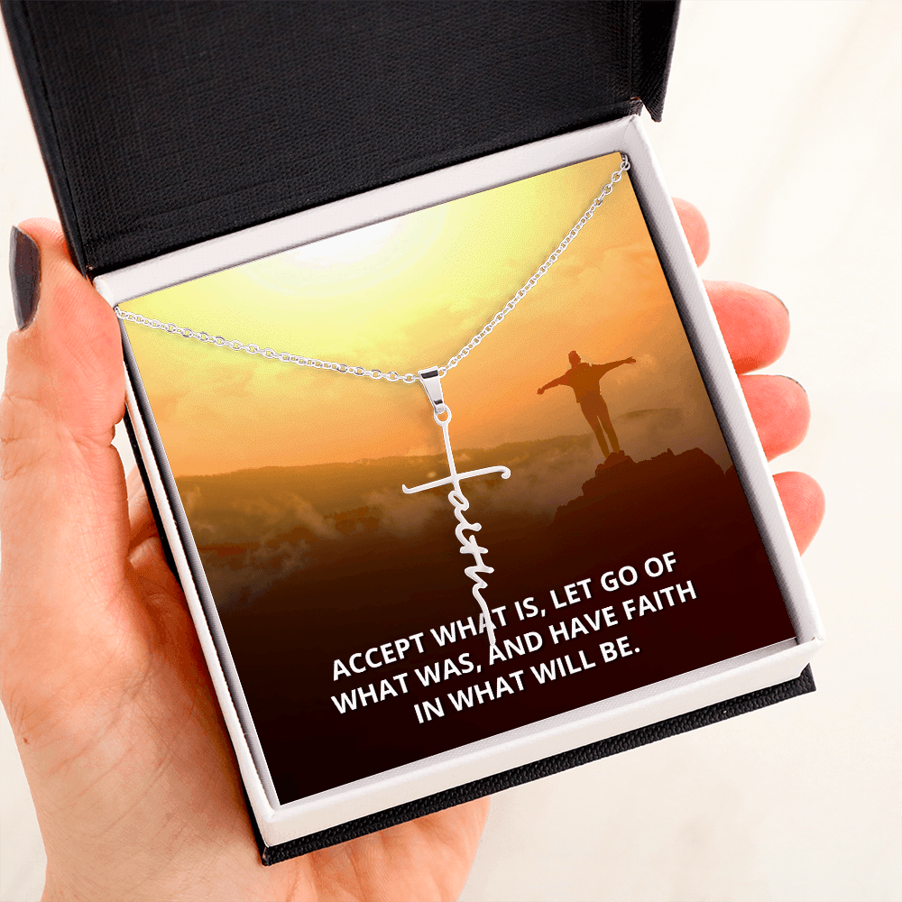 Let Go of What Was Isaiah 43:18-19 Faith Cross Necklace w Inspirational Bible Message Card-Express Your Love Gifts
