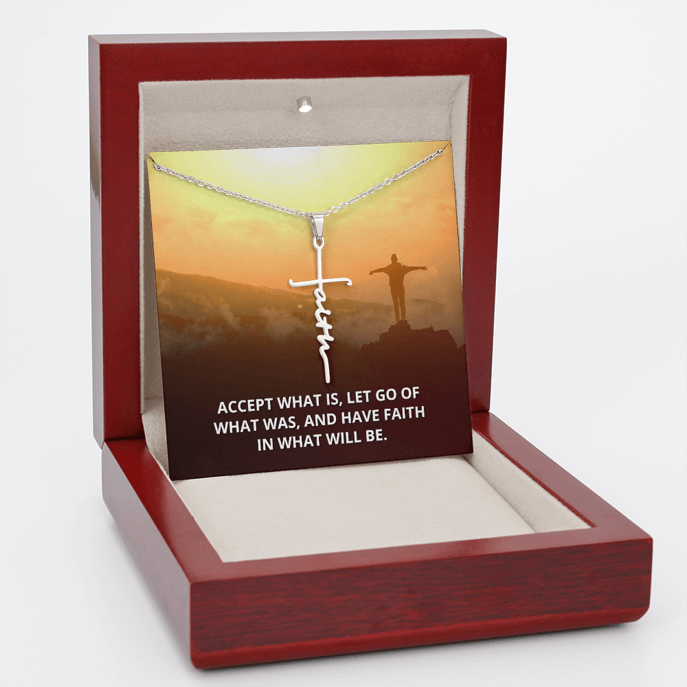 Let Go of What Was Isaiah 43:18-19 Faith Cross Necklace w Inspirational Bible Message Card-Express Your Love Gifts