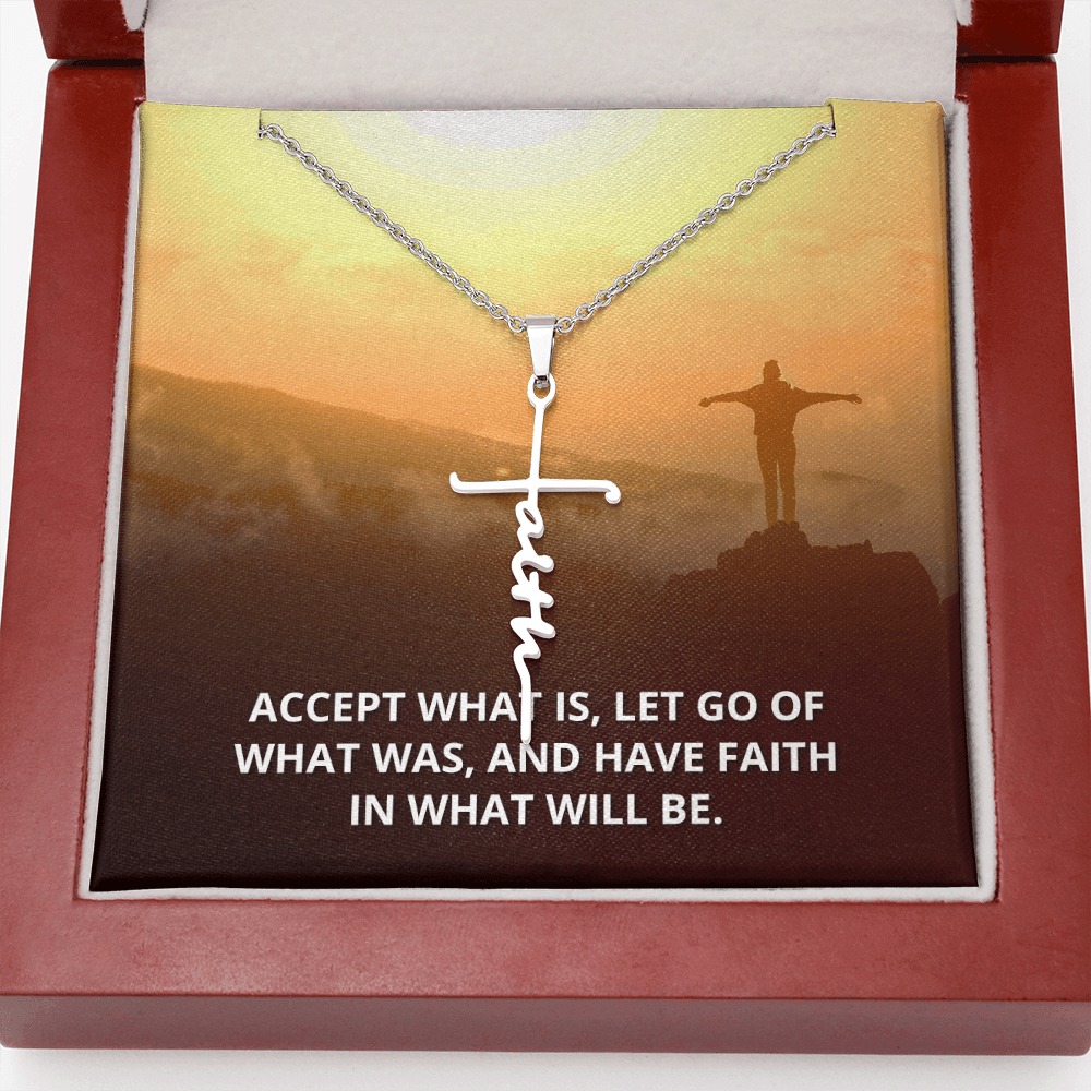 Let Go of What Was Isaiah 43:18-19 Faith Cross Necklace w Inspirational Bible Message Card-Express Your Love Gifts