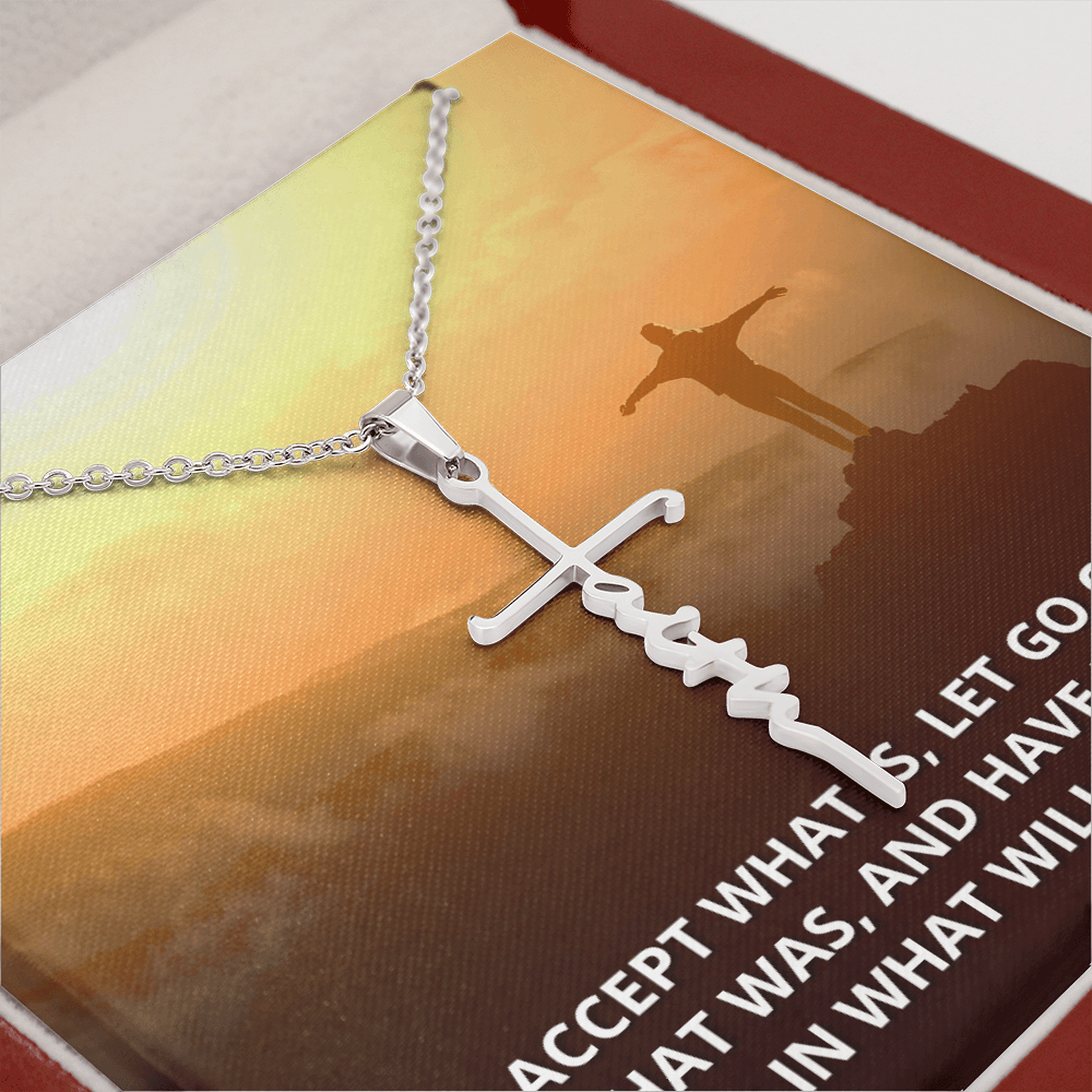 Let Go of What Was Isaiah 43:18-19 Faith Cross Necklace w Inspirational Bible Message Card-Express Your Love Gifts
