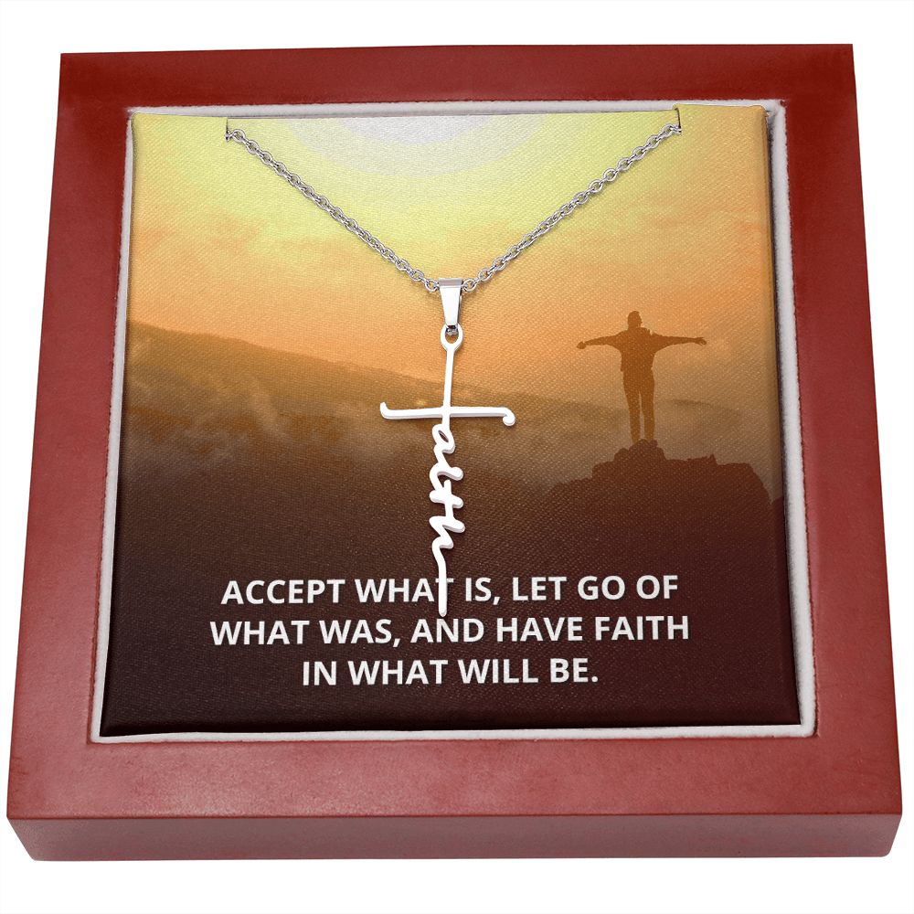Let Go of What Was Isaiah 43:18-19 Faith Cross Necklace w Inspirational Bible Message Card-Express Your Love Gifts