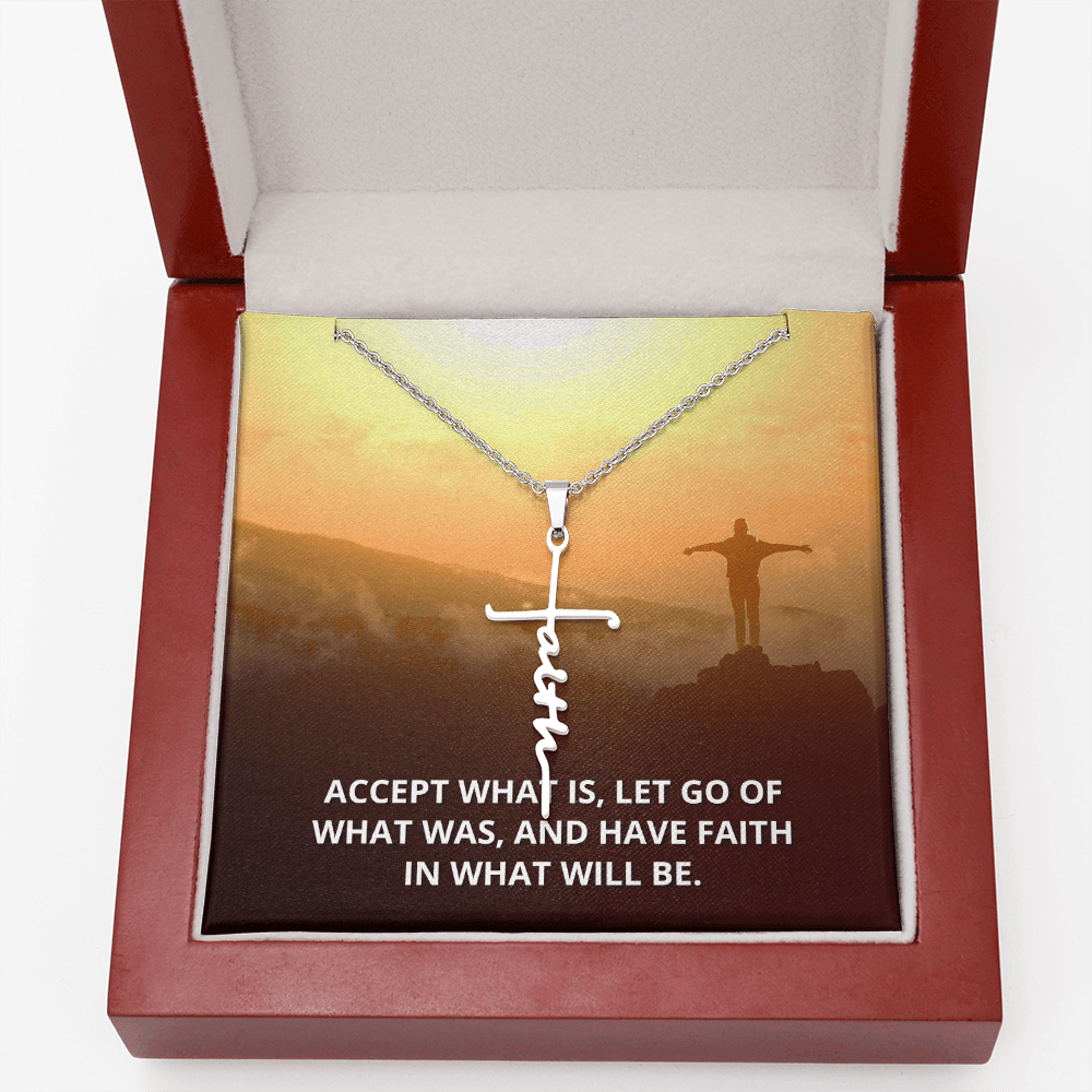 Let Go of What Was Isaiah 43:18-19 Faith Cross Necklace w Inspirational Bible Message Card-Express Your Love Gifts