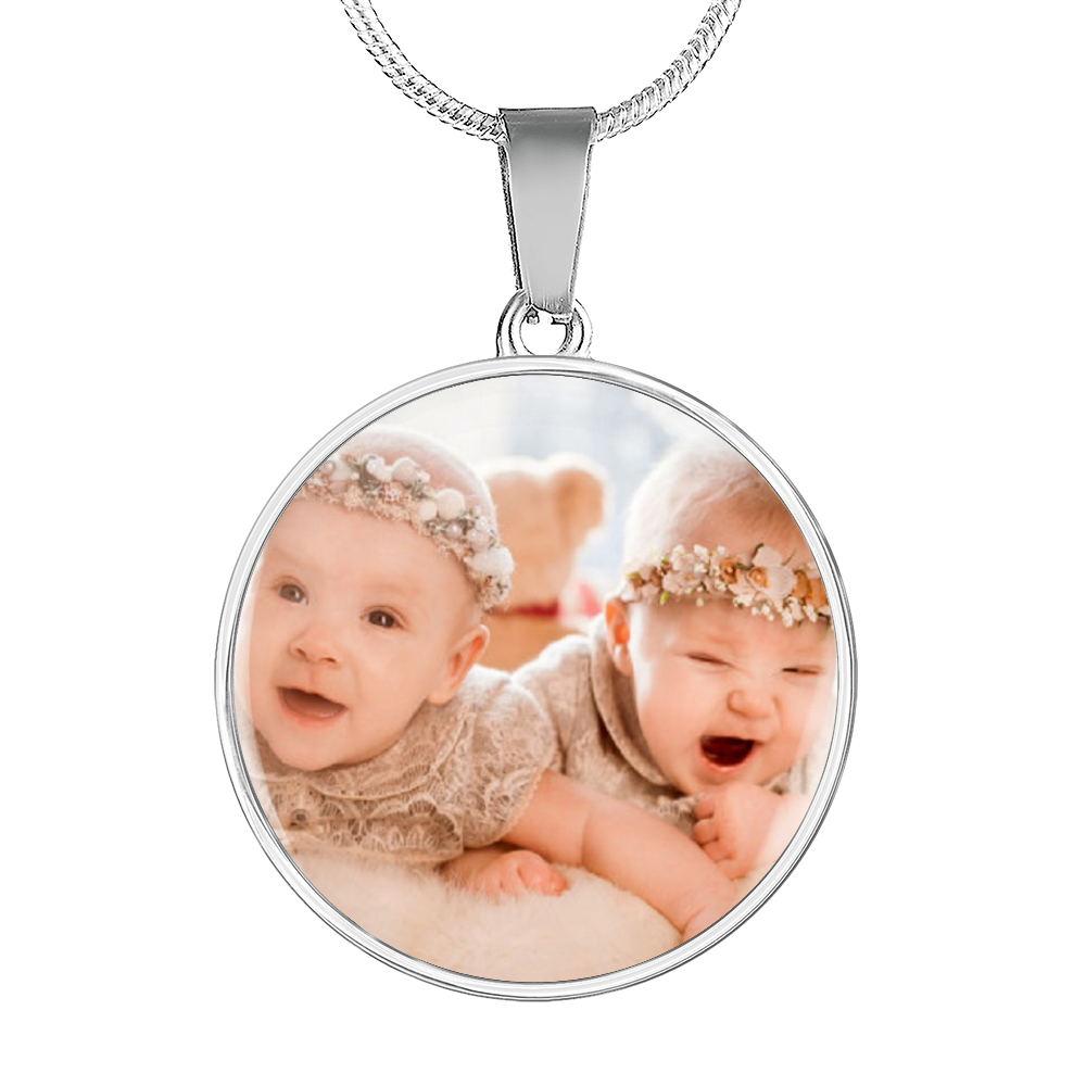 Personalized Expecting Mother To Twin Blessings Pregnancy Message Circle Necklace Stainless Steel or 18k Gold 18-22"-Express Your Love Gifts