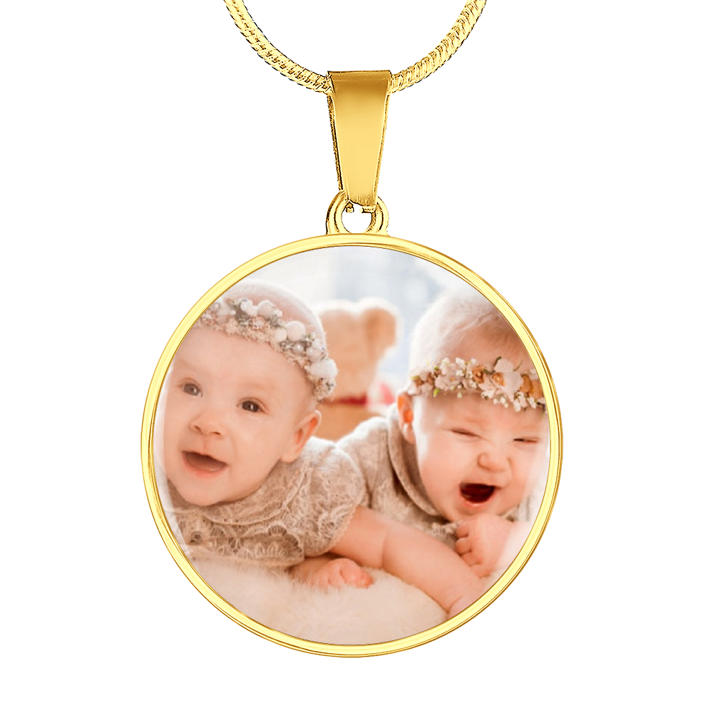 Personalized Expecting Mother To Twin Blessings Pregnancy Message Circle Necklace Stainless Steel or 18k Gold 18-22"-Express Your Love Gifts