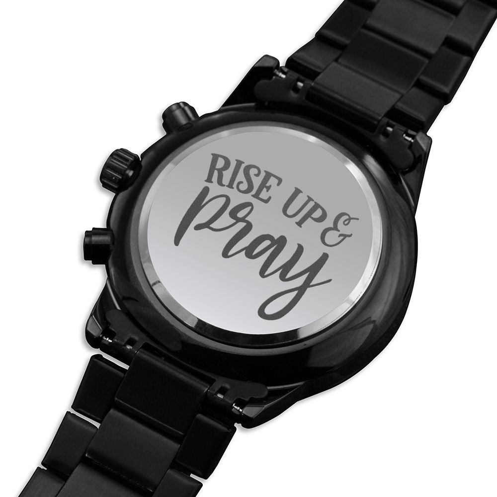 Rise And Pray Engraved Bible Verse Men's Watch Multifunction Stainless Steel W Copper Dial-Express Your Love Gifts