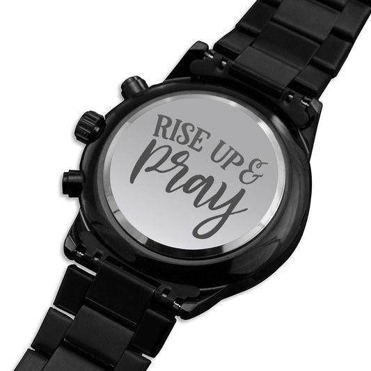 Rise And Pray Engraved Bible Verse Men's Watch Multifunction Stainless Steel W Copper Dial-Express Your Love Gifts