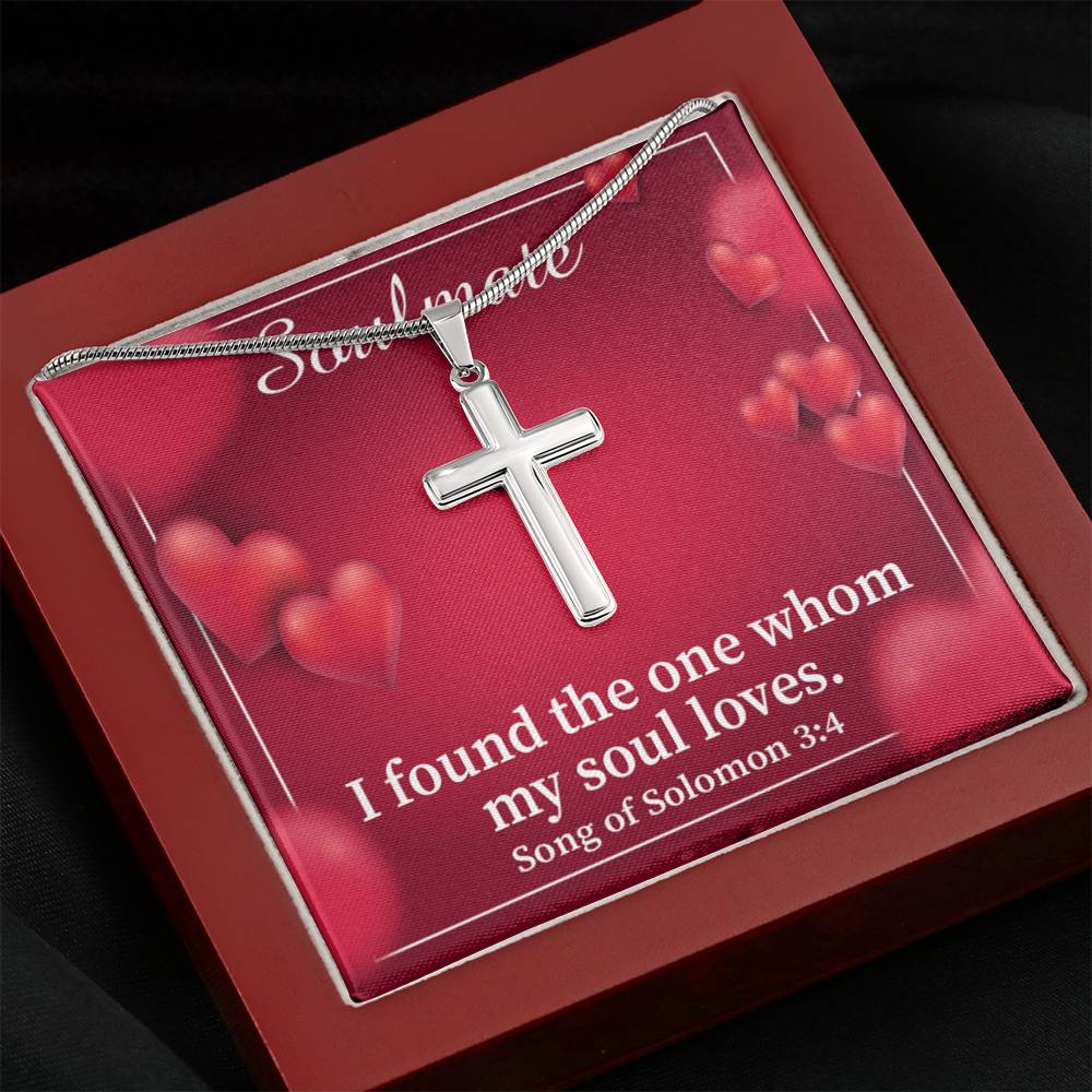 Scripture Card My Soul Loves Song of Solomon 3:4 Cross Card Necklace w Stainless Steel Pendant Religious Gift-Express Your Love Gifts
