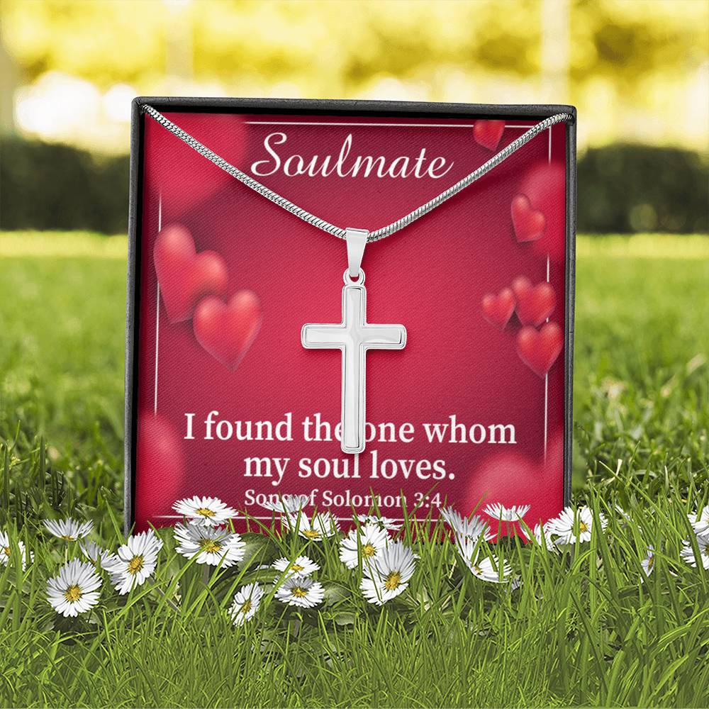 Scripture Card My Soul Loves Song of Solomon 3:4 Cross Card Necklace w Stainless Steel Pendant Religious Gift-Express Your Love Gifts