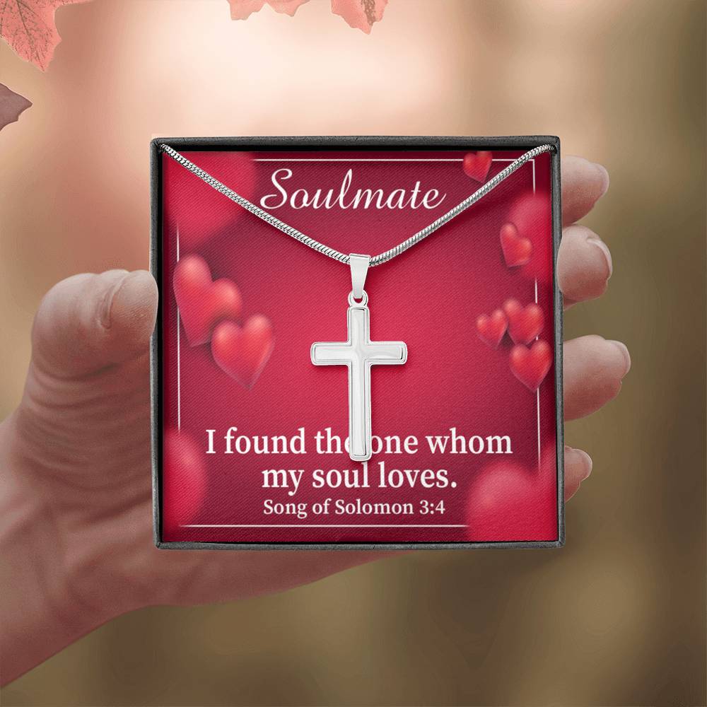 Scripture Card My Soul Loves Song of Solomon 3:4 Cross Card Necklace w Stainless Steel Pendant Religious Gift-Express Your Love Gifts