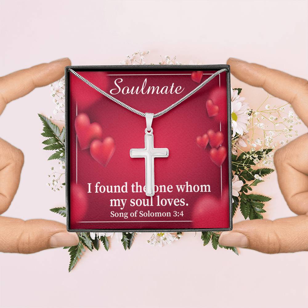 Scripture Card My Soul Loves Song of Solomon 3:4 Cross Card Necklace w Stainless Steel Pendant Religious Gift-Express Your Love Gifts