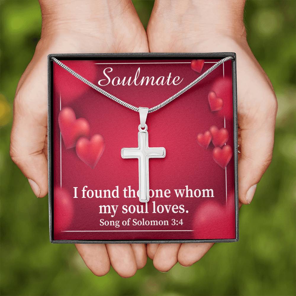 Scripture Card My Soul Loves Song of Solomon 3:4 Cross Card Necklace w Stainless Steel Pendant Religious Gift-Express Your Love Gifts