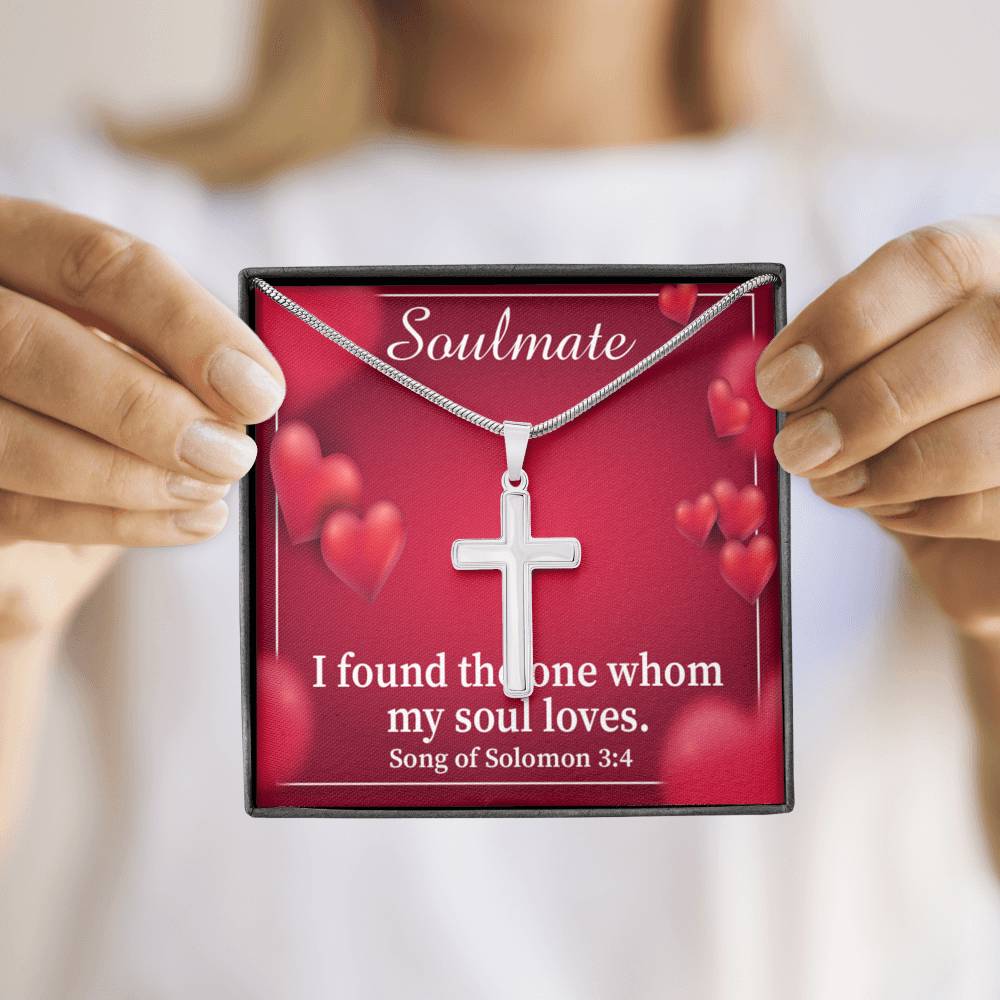 Scripture Card My Soul Loves Song of Solomon 3:4 Cross Card Necklace w Stainless Steel Pendant Religious Gift-Express Your Love Gifts