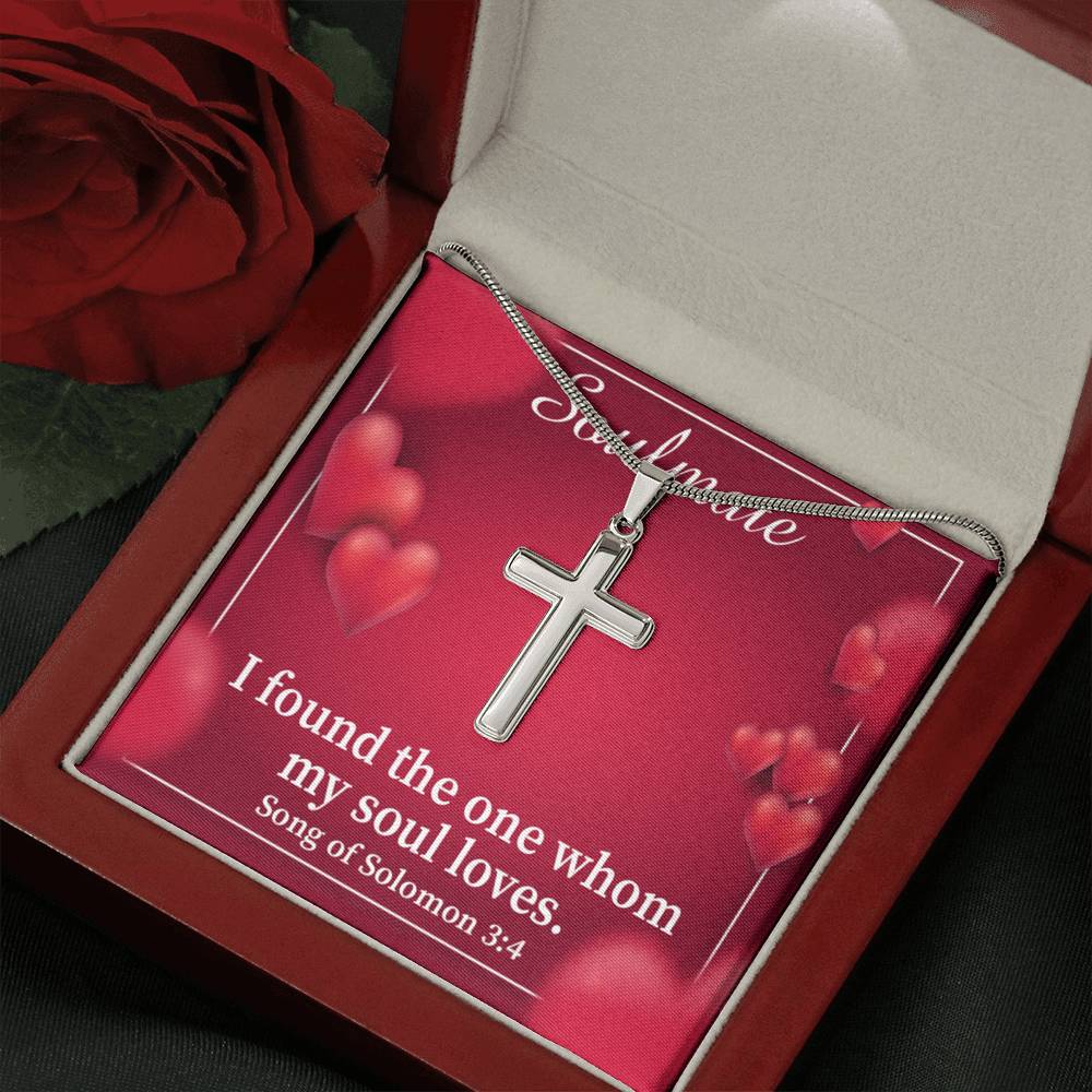 Scripture Card My Soul Loves Song of Solomon 3:4 Cross Card Necklace w Stainless Steel Pendant Religious Gift-Express Your Love Gifts