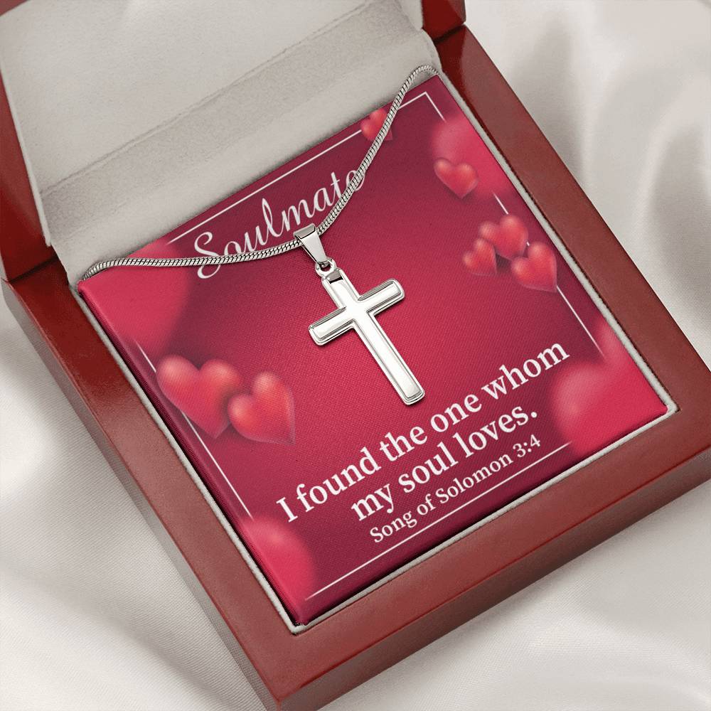 Scripture Card My Soul Loves Song of Solomon 3:4 Cross Card Necklace w Stainless Steel Pendant Religious Gift-Express Your Love Gifts
