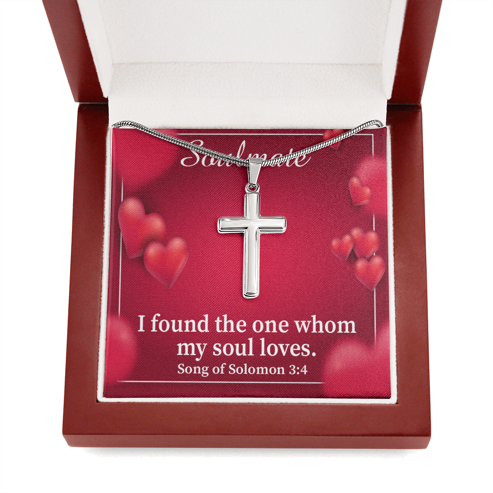 Scripture Card My Soul Loves Song of Solomon 3:4 Cross Card Necklace w Stainless Steel Pendant Religious Gift-Express Your Love Gifts