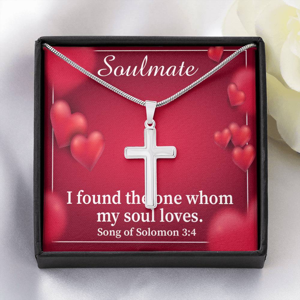 Scripture Card My Soul Loves Song of Solomon 3:4 Cross Card Necklace w Stainless Steel Pendant Religious Gift-Express Your Love Gifts