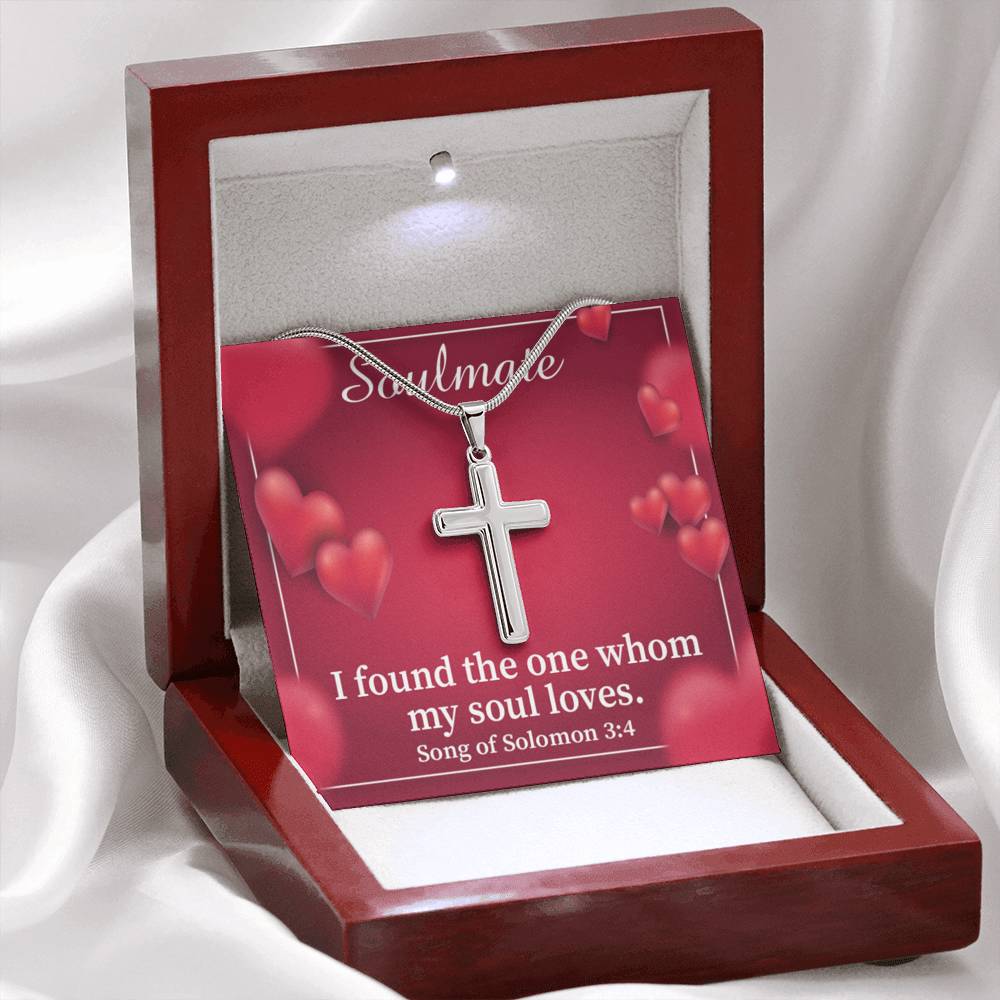 Scripture Card My Soul Loves Song of Solomon 3:4 Cross Card Necklace w Stainless Steel Pendant Religious Gift-Express Your Love Gifts