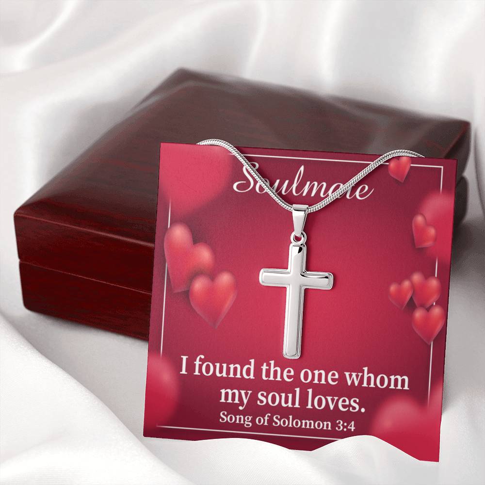 Scripture Card My Soul Loves Song of Solomon 3:4 Cross Card Necklace w Stainless Steel Pendant Religious Gift-Express Your Love Gifts