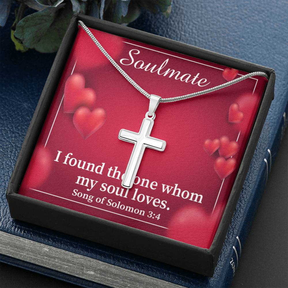 Scripture Card My Soul Loves Song of Solomon 3:4 Cross Card Necklace w Stainless Steel Pendant Religious Gift-Express Your Love Gifts
