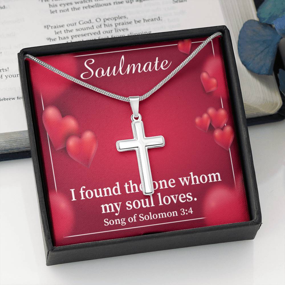 Scripture Card My Soul Loves Song of Solomon 3:4 Cross Card Necklace w Stainless Steel Pendant Religious Gift-Express Your Love Gifts