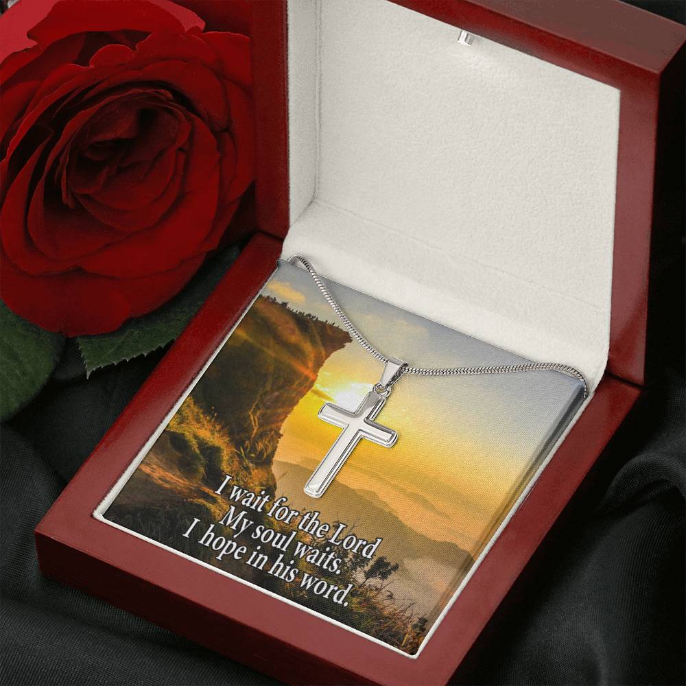 Scripture Card My Soul Waits Inspirational Cross Card Necklace w Stainless Steel Pendant Religious Gift-Express Your Love Gifts