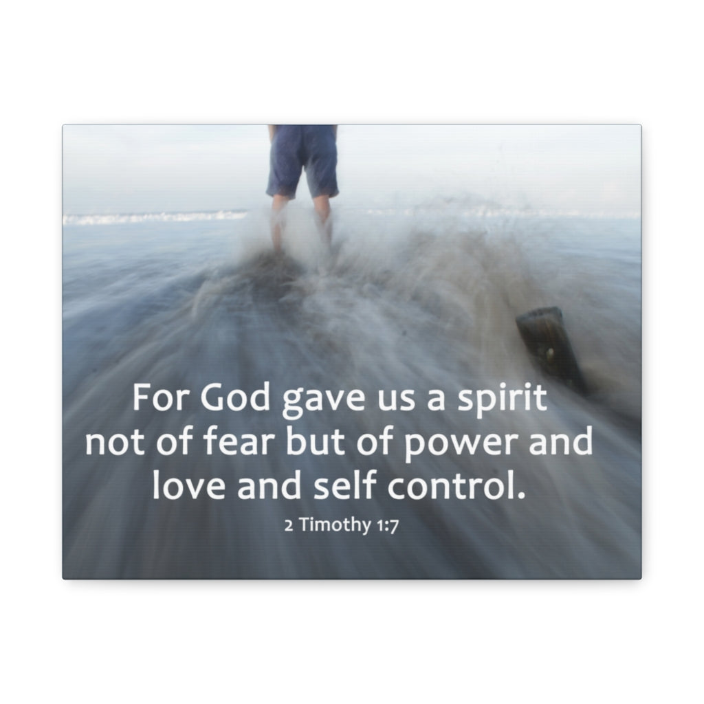 A Spirit 2 Timothy 1:7 Bible Verse Canvas Christian Wall Art Ready to Hang Unframed-Express Your Love Gifts