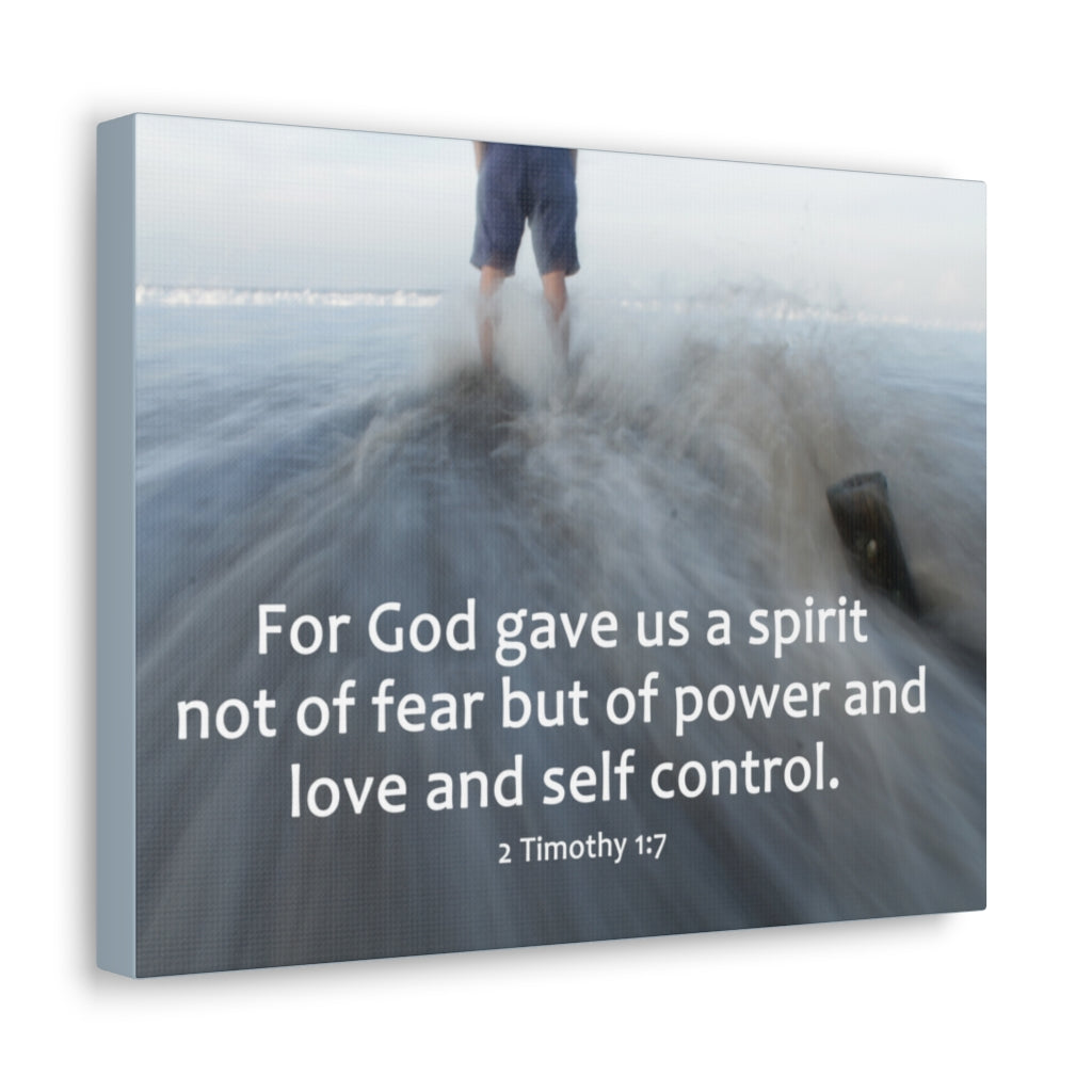 A Spirit 2 Timothy 1:7 Bible Verse Canvas Christian Wall Art Ready to Hang Unframed-Express Your Love Gifts