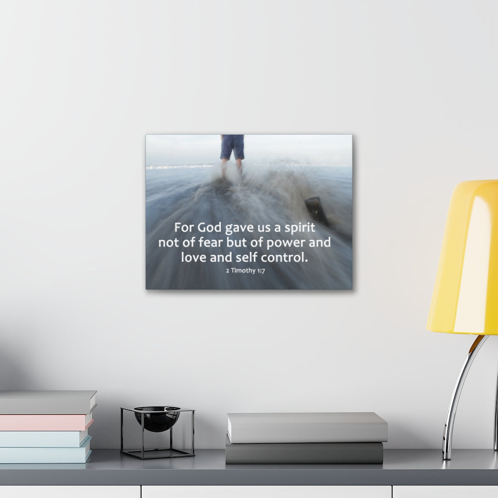 A Spirit 2 Timothy 1:7 Bible Verse Canvas Christian Wall Art Ready to Hang Unframed-Express Your Love Gifts
