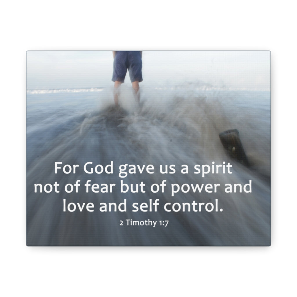A Spirit 2 Timothy 1:7 Bible Verse Canvas Christian Wall Art Ready to Hang Unframed-Express Your Love Gifts