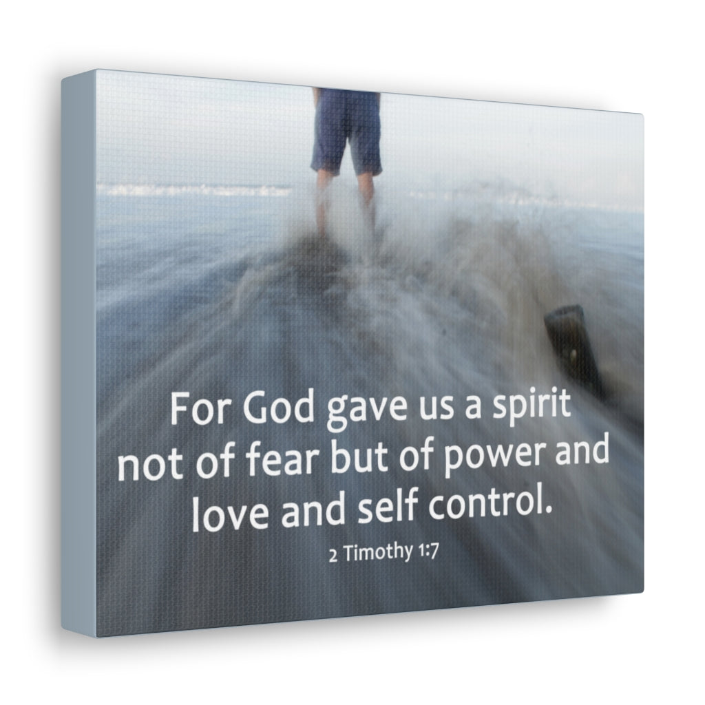 A Spirit 2 Timothy 1:7 Bible Verse Canvas Christian Wall Art Ready to Hang Unframed-Express Your Love Gifts