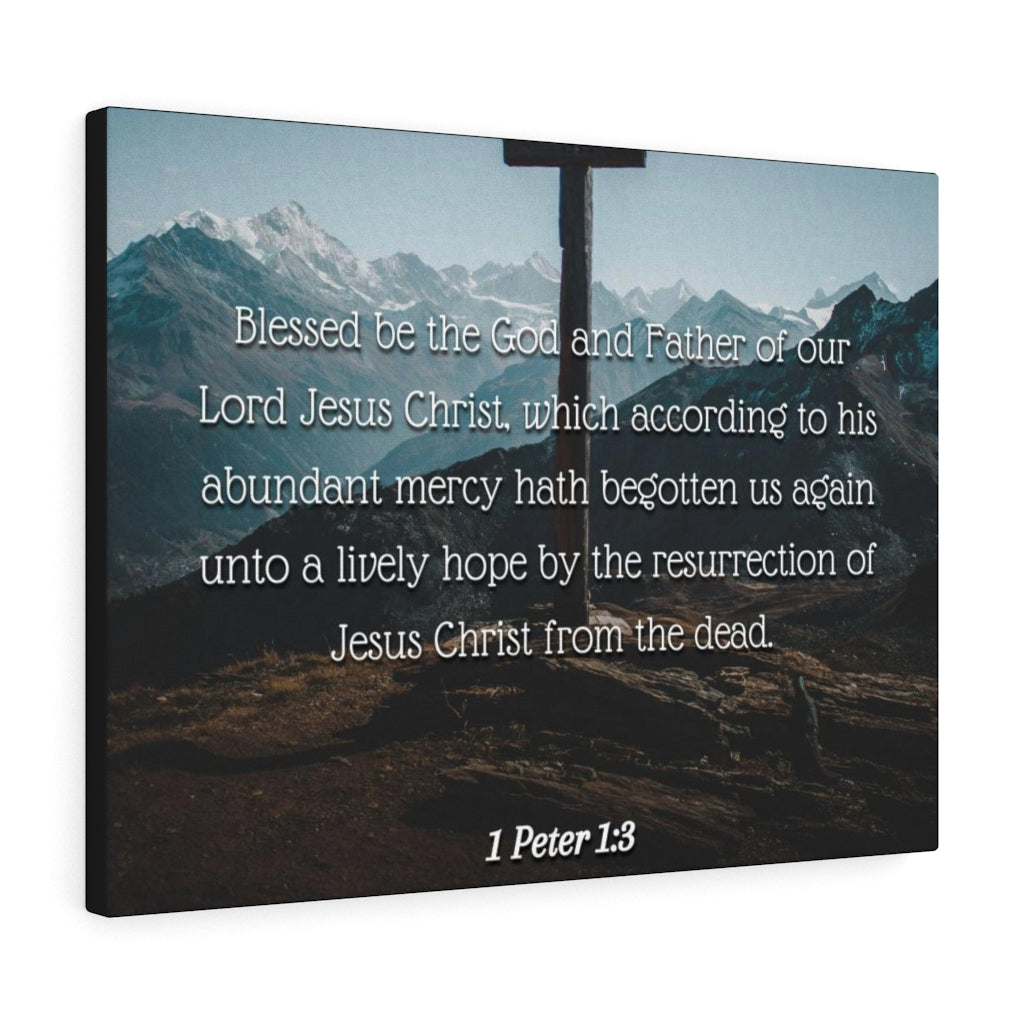 Abundant Mercy 1 Peter 1:3 Bible Verse Canvas Christian Wall Art Ready to Hang Unframed-Express Your Love Gifts