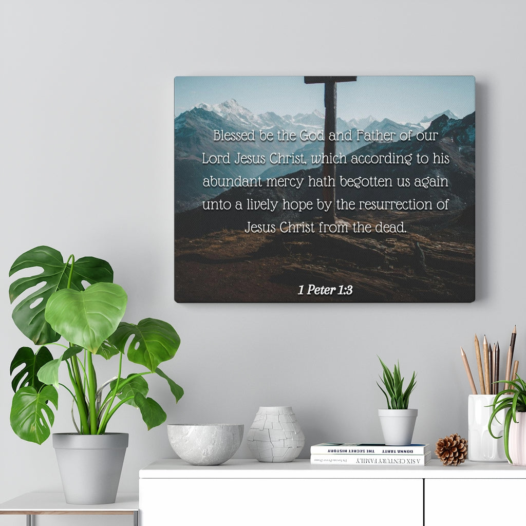 Abundant Mercy 1 Peter 1:3 Bible Verse Canvas Christian Wall Art Ready to Hang Unframed-Express Your Love Gifts