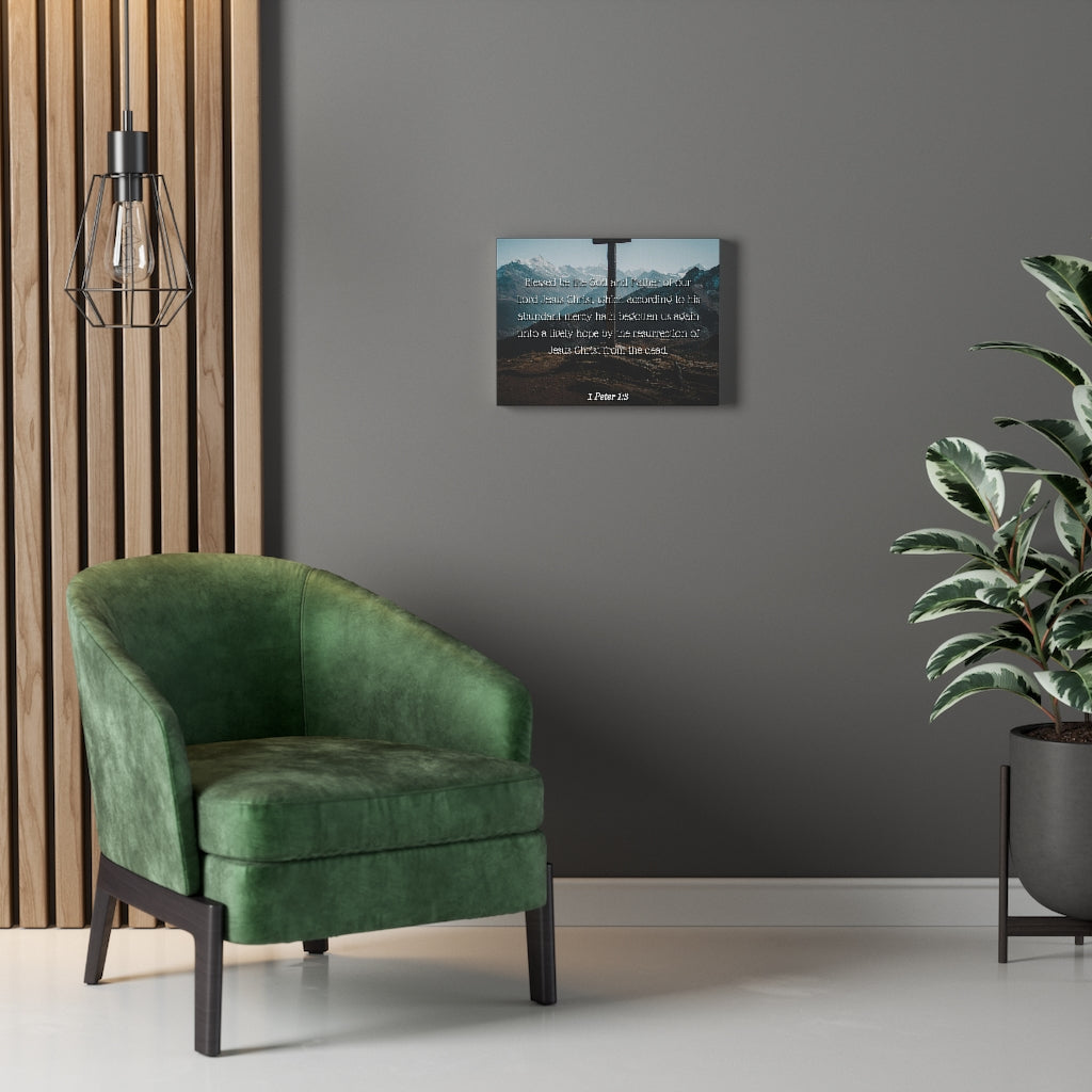 Abundant Mercy 1 Peter 1:3 Bible Verse Canvas Christian Wall Art Ready to Hang Unframed-Express Your Love Gifts