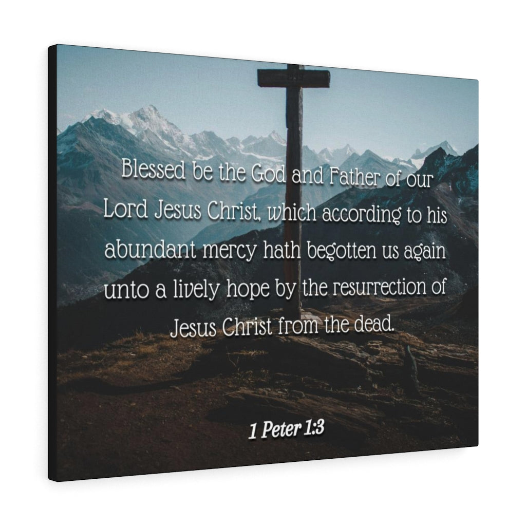 Abundant Mercy 1 Peter 1:3 Bible Verse Canvas Christian Wall Art Ready to Hang Unframed-Express Your Love Gifts