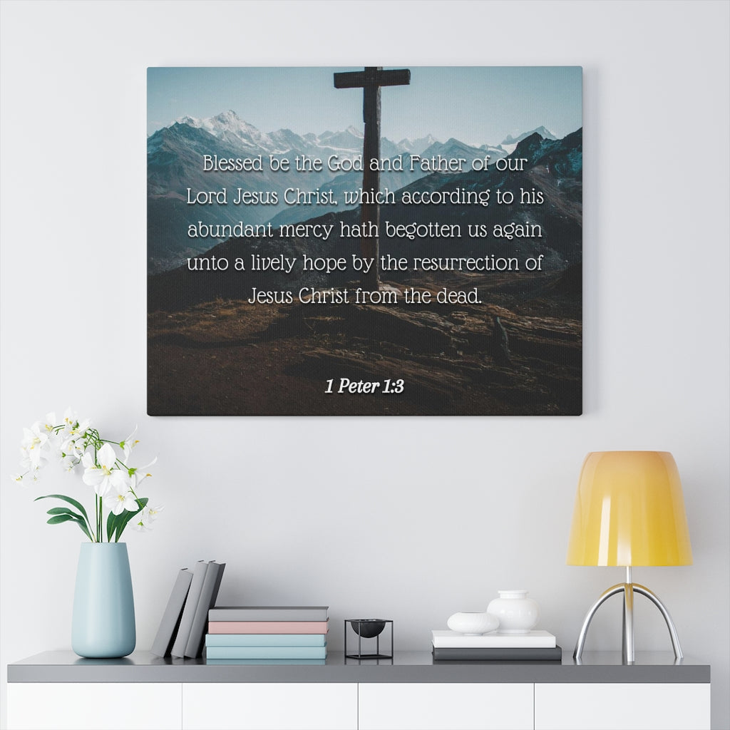 Abundant Mercy 1 Peter 1:3 Bible Verse Canvas Christian Wall Art Ready to Hang Unframed-Express Your Love Gifts