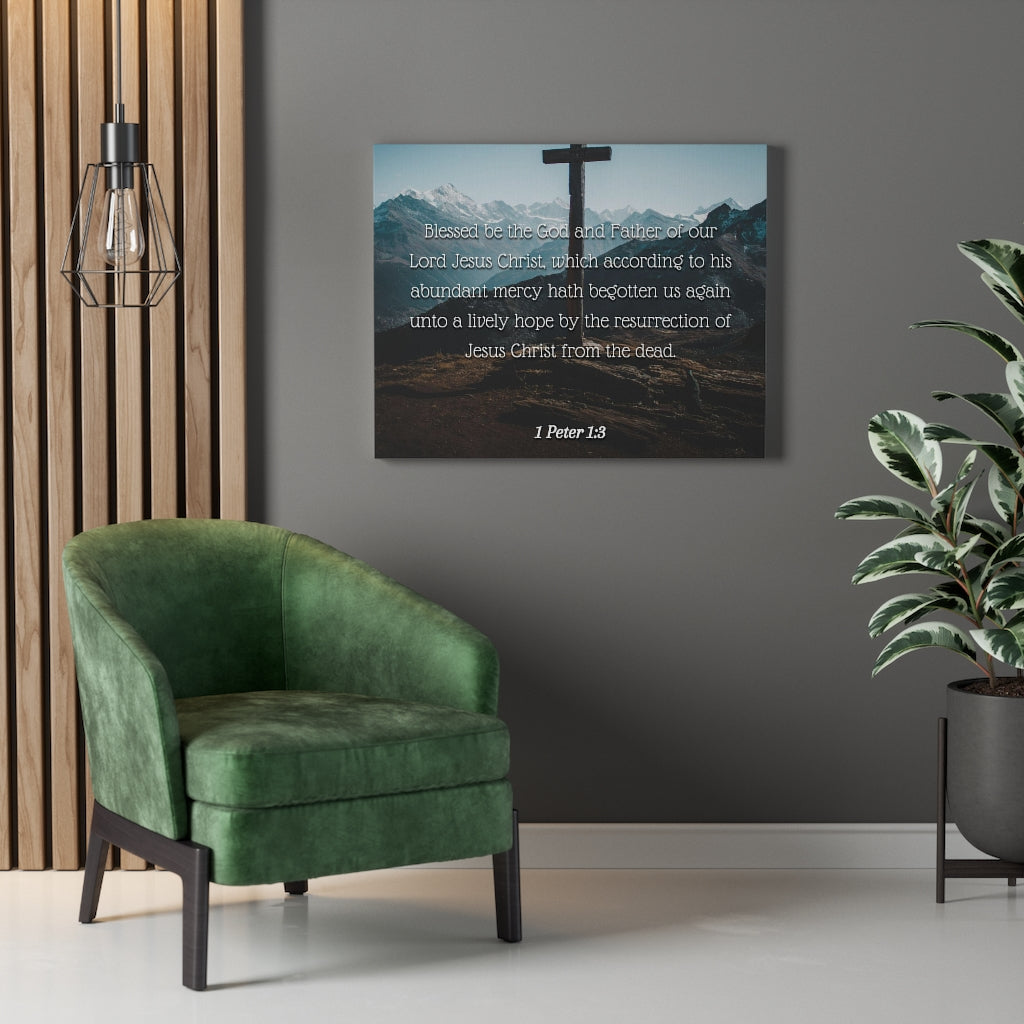 Abundant Mercy 1 Peter 1:3 Bible Verse Canvas Christian Wall Art Ready to Hang Unframed-Express Your Love Gifts