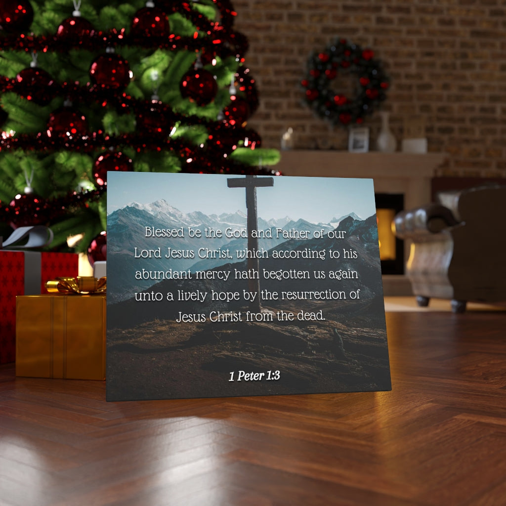 Abundant Mercy 1 Peter 1:3 Bible Verse Canvas Christian Wall Art Ready to Hang Unframed-Express Your Love Gifts