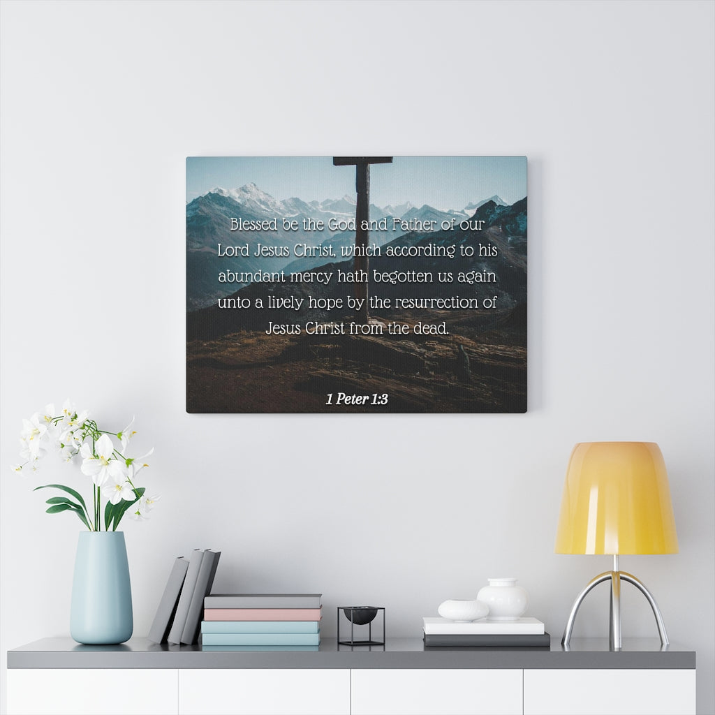 Abundant Mercy 1 Peter 1:3 Bible Verse Canvas Christian Wall Art Ready to Hang Unframed-Express Your Love Gifts