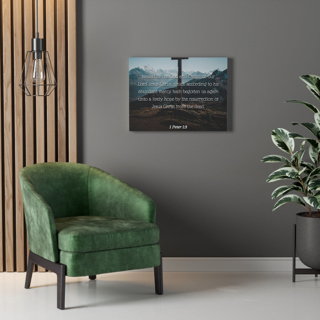 Abundant Mercy 1 Peter 1:3 Bible Verse Canvas Christian Wall Art Ready to Hang Unframed-Express Your Love Gifts