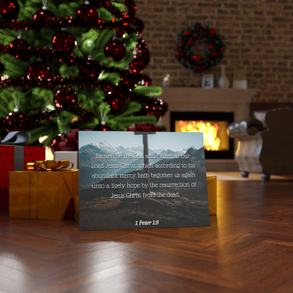 Abundant Mercy 1 Peter 1:3 Bible Verse Canvas Christian Wall Art Ready to Hang Unframed-Express Your Love Gifts