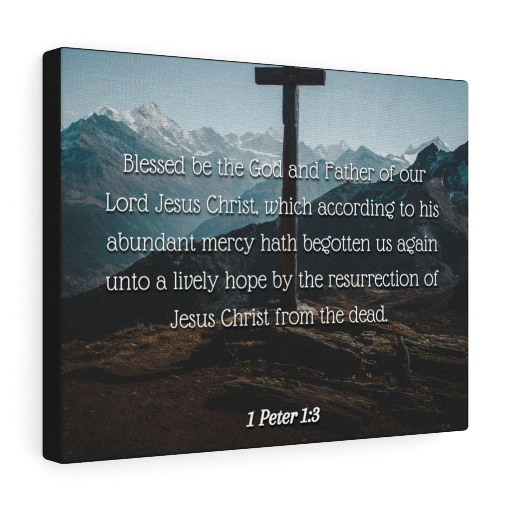 Abundant Mercy 1 Peter 1:3 Bible Verse Canvas Christian Wall Art Ready to Hang Unframed-Express Your Love Gifts