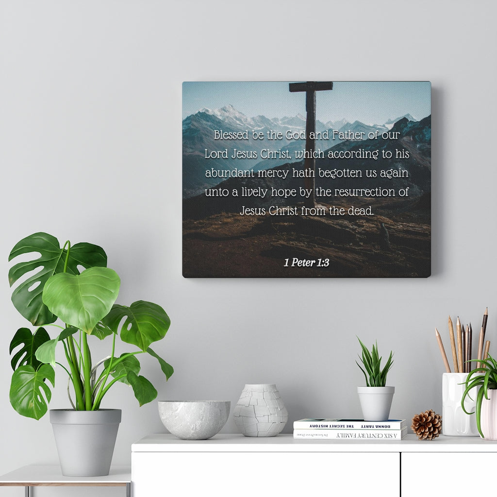 Abundant Mercy 1 Peter 1:3 Bible Verse Canvas Christian Wall Art Ready to Hang Unframed-Express Your Love Gifts