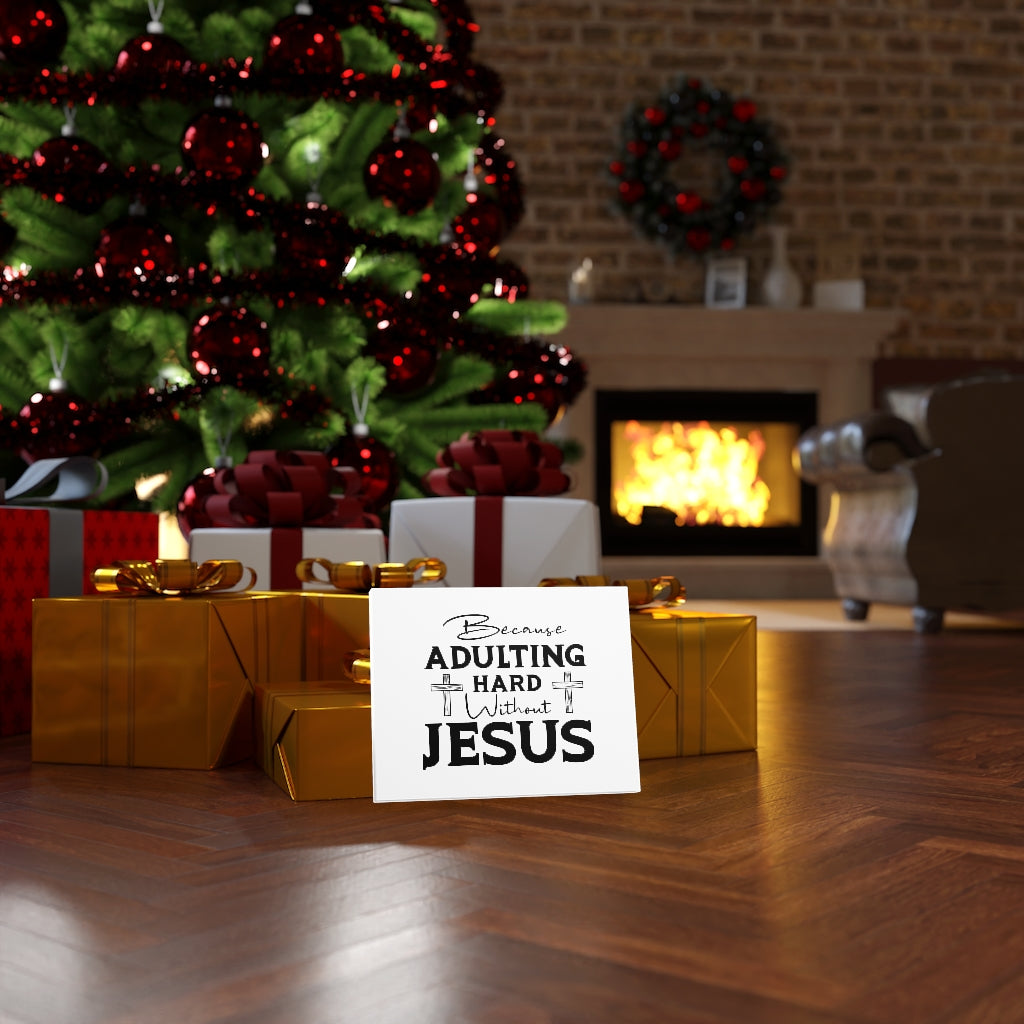 Adulting Hard Without Jesus Bible Verse Canvas Christian Wall Art Ready to Hang Unframed-Express Your Love Gifts