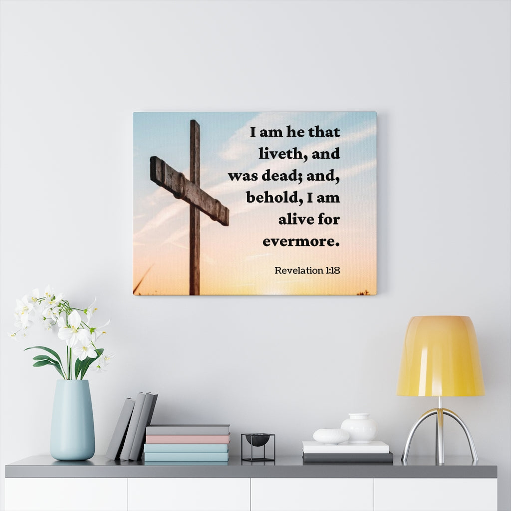 Alive Revelation 1:18 Bible Verse Canvas Christian Wall Art Ready to Hang Unframed-Express Your Love Gifts