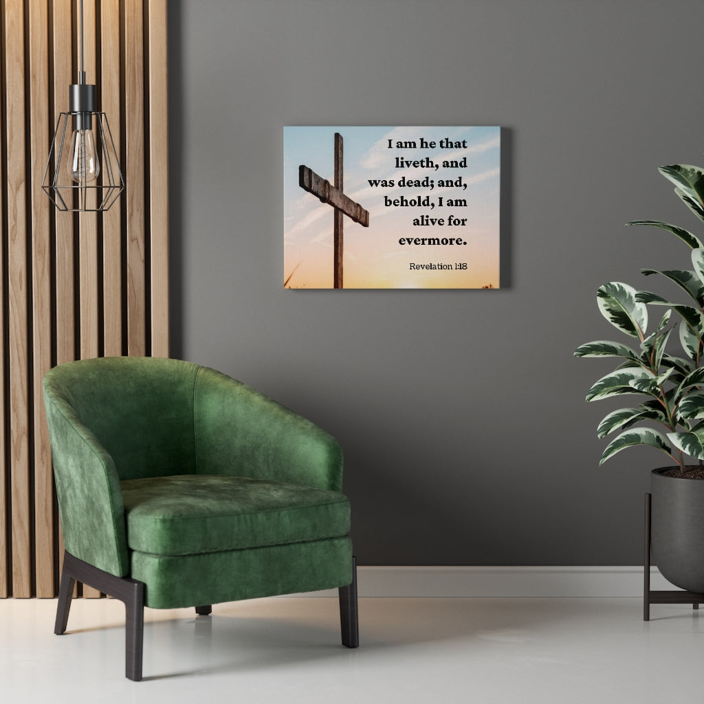 Alive Revelation 1:18 Bible Verse Canvas Christian Wall Art Ready to Hang Unframed-Express Your Love Gifts