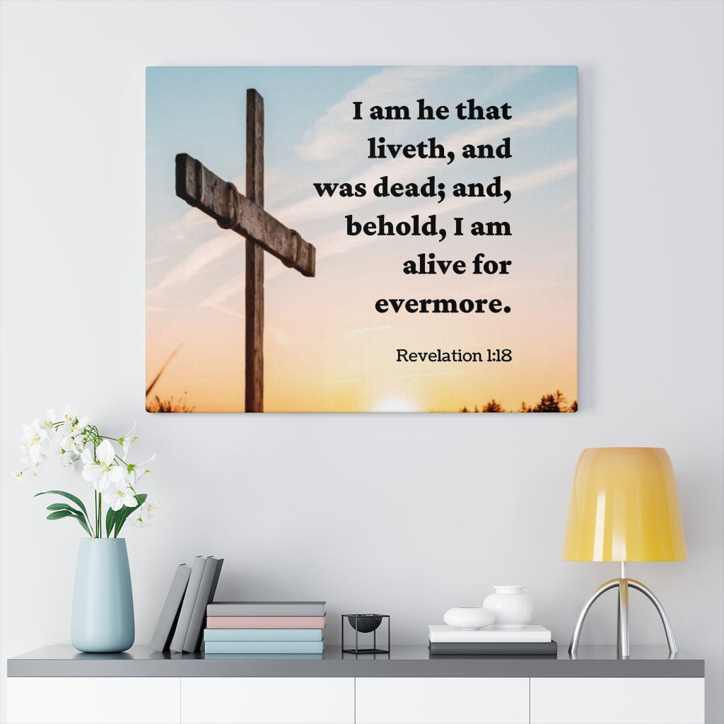 Alive Revelation 1:18 Bible Verse Canvas Christian Wall Art Ready to Hang Unframed-Express Your Love Gifts