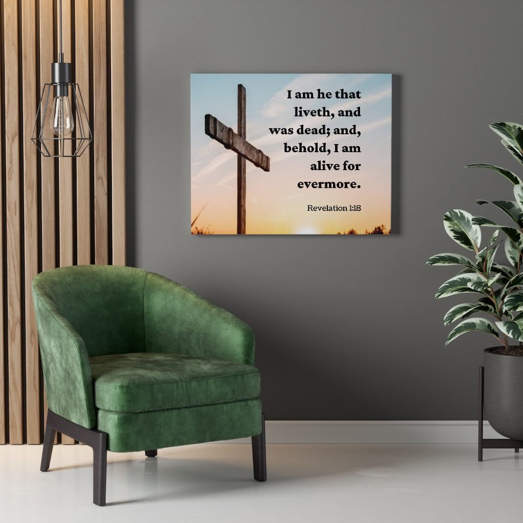Alive Revelation 1:18 Bible Verse Canvas Christian Wall Art Ready to Hang Unframed-Express Your Love Gifts
